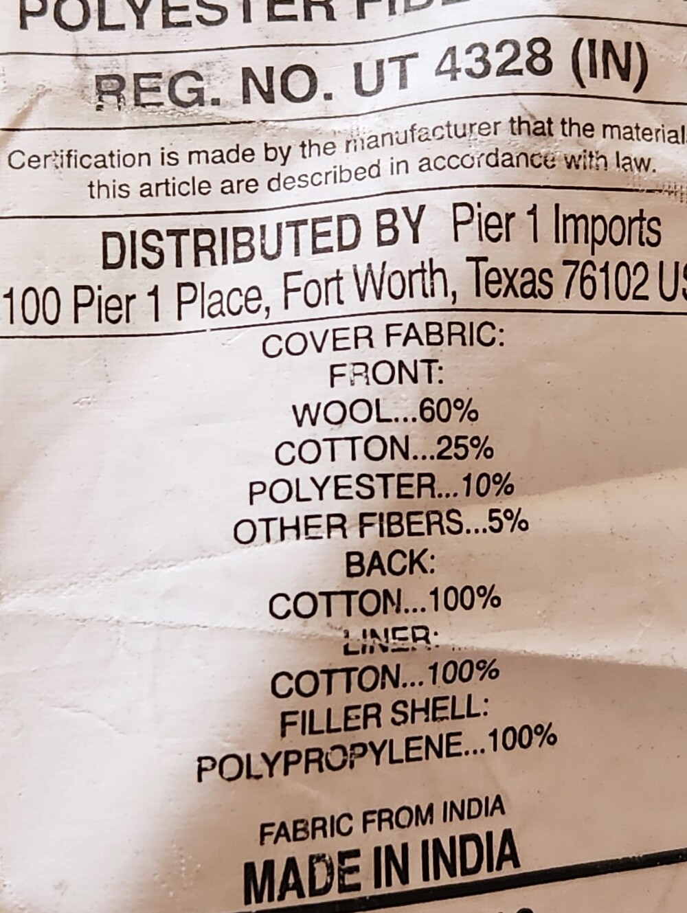 MAGNOLIA HOME Sham Pillow Case Gray Joanna Gaines Wool Cotton 22x22 Fixer Upper - Picture 7 of 10
